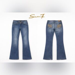 Vintage Y2K Seven7 Rhinestone Flare Jeans Low Rise Bootcut women’s Size 28 boho